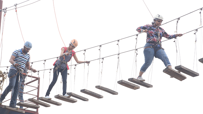 Enjoy High Rope Challenge Course with your colleagues at Della